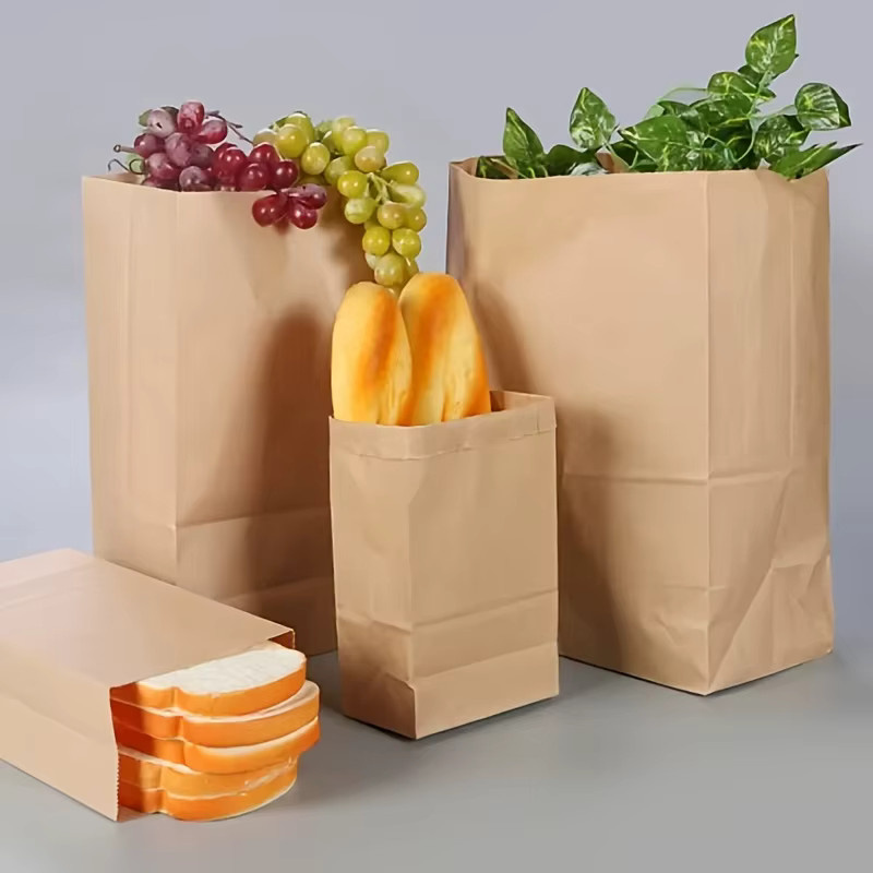 Braune Kraftpapiertüten zur Aufbewahrung von Obst, Gemüse, Snacks und Brot für den Supermarkt und zum Einkaufen - Bild 2