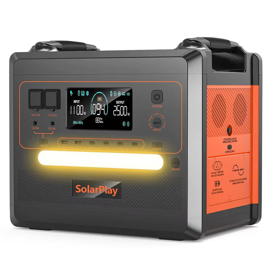 Tragbare Powerstation SolarPlay Q2402M Solargenerator mit 2500W, 2304Wh, LiFePO4 Akku, 1100W Schnellladung und 100W PD USB-C in Orange und Schwarz - Bild 7