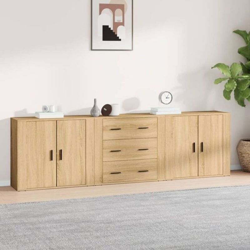 Set aus 3 Sideboards von Vidaxl in Eiche Natur und Braun aus Holzwerkstoff im modernen Design - Bild 1