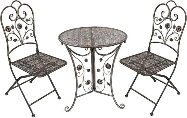 DELUKE Balkonmöbel-Set THILO 3-teilig aus Stahl in Bronze - Bild 1