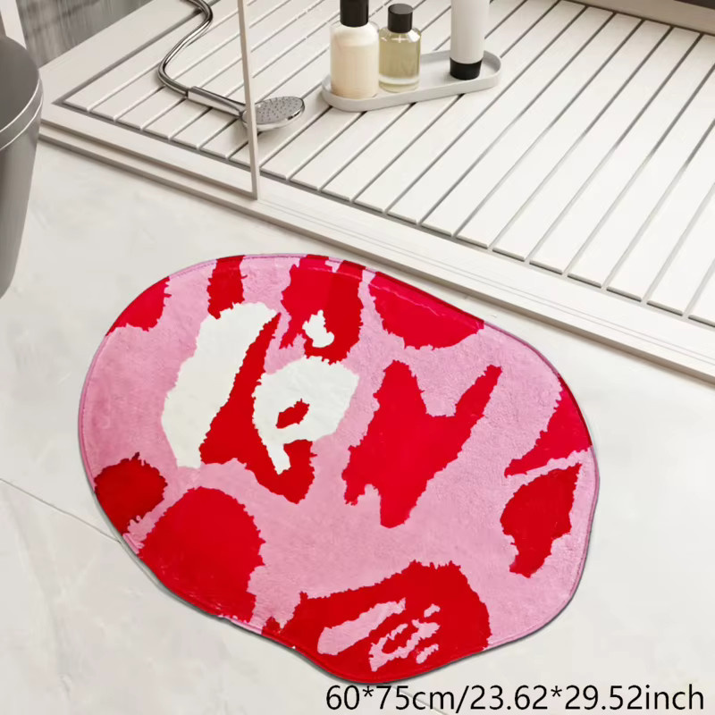 VIKAMA Badezimmer-Bodenmatte in Rosa, rutschfester und weicher Plüschteppich mit unregelmäßiger Form - Bild 2