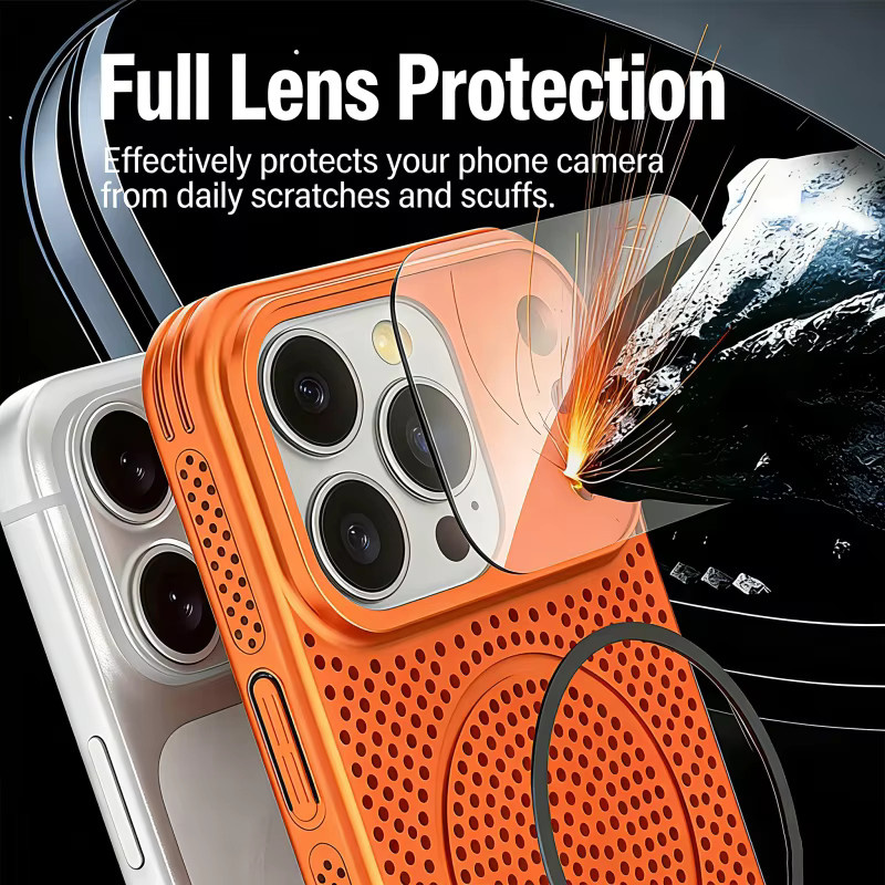 SUNWARD MagSafe Handyhülle mit Wärmeableitung und Linsenschutzfolie für iPhone 12 bis iPhone 17 Pro Max in Blau und Orange - Bild 5