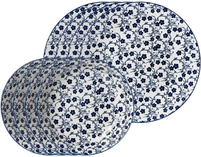 Ritzenhoff & Breker Tafelservice Royal Sakura 8er Set in Blau und Weiß mit floralem Design - Bild 1