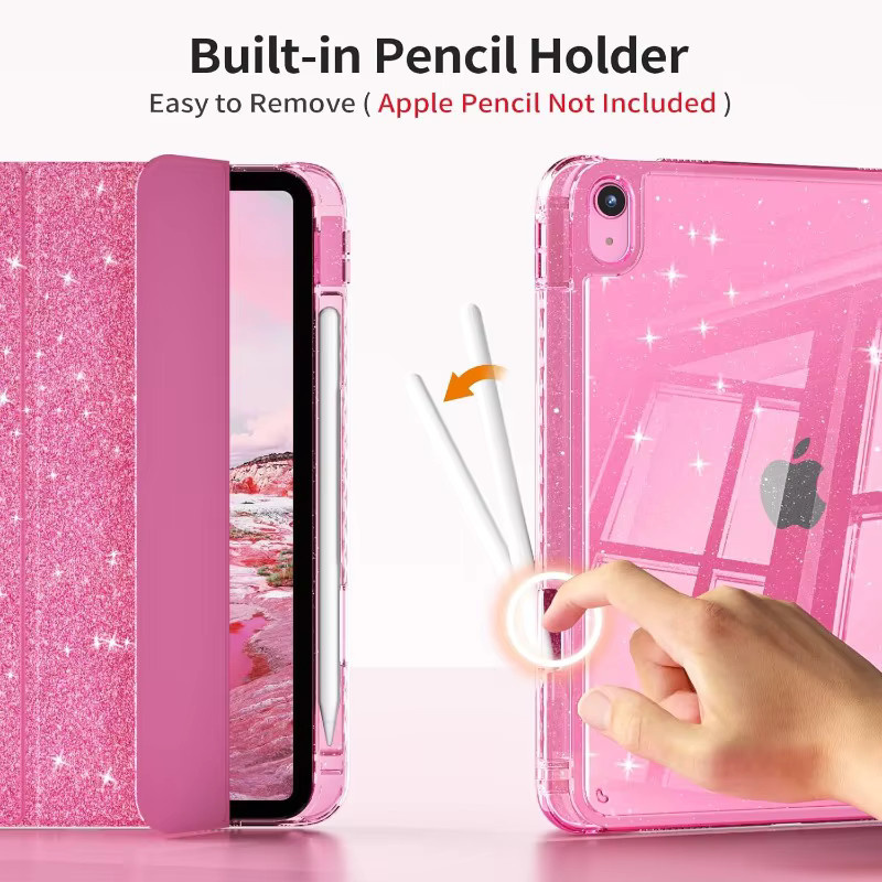 Glitzernde Smart Cover Schutzhülle für Apple iPad 11. Generation 2025 und 10. Generation 10,9 Zoll in Schwarz oder Pink - Bild 3