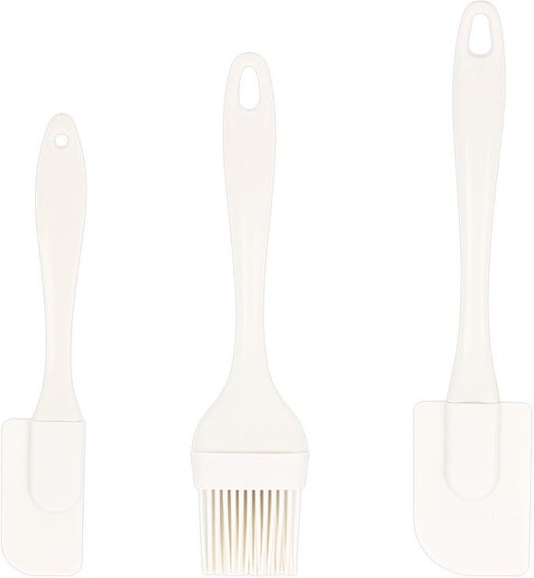 NATAWA Silikon Spachtel Set aus 3 Teilen, Antihaft Backwerkzeug für Brot, Kuchen und Butter in Beige und Weiß - Bild 1