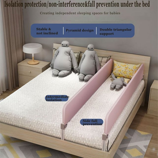 Sicherheitsbett Trennwand für Baby und Kind in Blau mit Mesh-Textil als Sturzschutz und Schlafbarriere - Bild 1