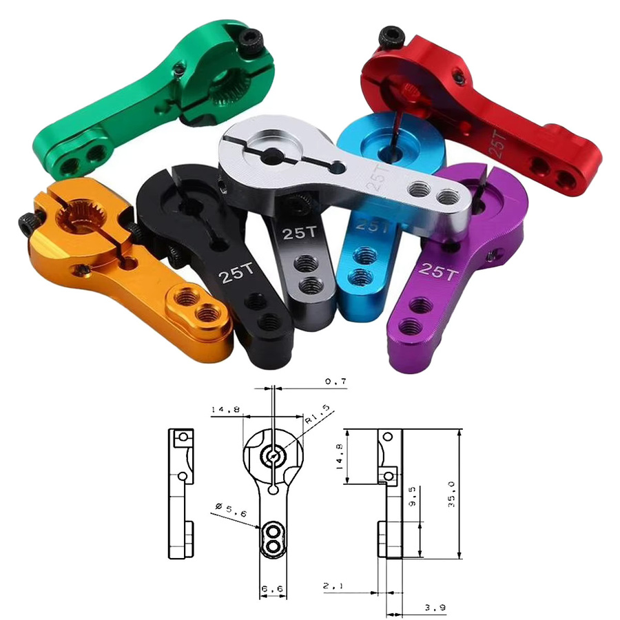 NeebRC Servo-Arm-Set, 5-teiliges Set, M3 Metall CNC Aluminium - Bild 2