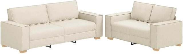 2er Set vidaXL Sofa in Beige aus Leinenmischgewebe, B/T/H: 220 x 80 x 84 cm - Bild 1