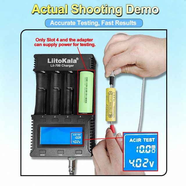 Liitokala Lii-700 Intelligentes Akkuladegerät mit LCD-Display für 18650, 26650, 16340, 18500, 3,7V und 1,2V in Schwarz - Bild 1
