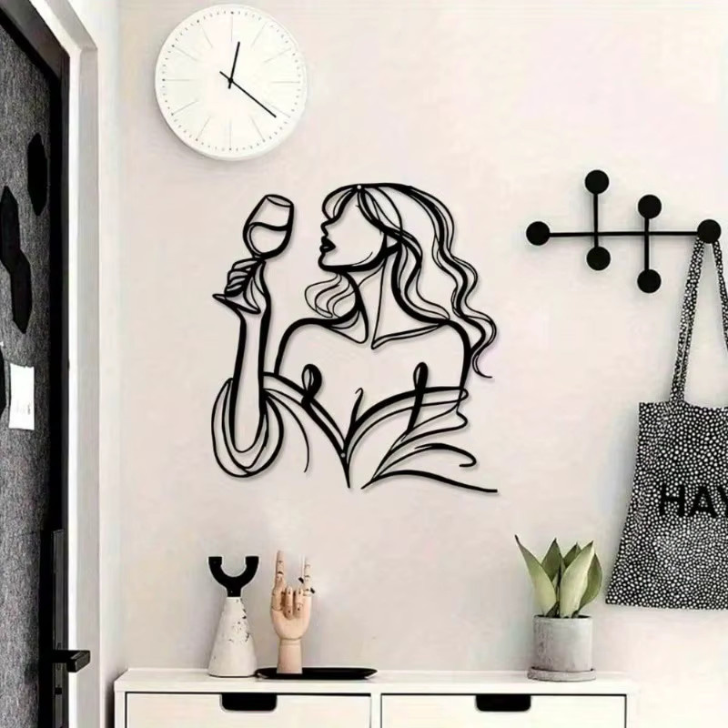 Langhaarige Lady&Raised Wandskulptur von CIFBUY aus Glas und Metall in Schwarz - Bild 4