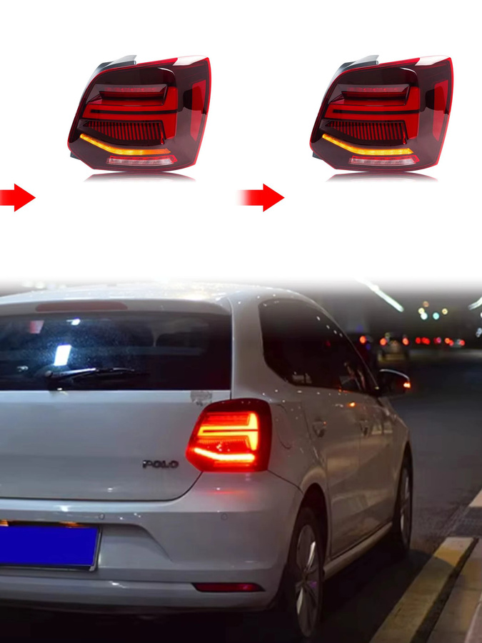 Dynamische LED-Rückleuchten mit sequenziellen Blinkern für Volkswagen VW Polo 5 MK5 6R 6C 2009–2017 in Rot - Bild 5