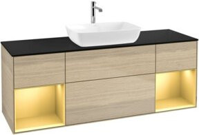 V&B Waschtischunterschrank Finion Wandbeleuchtung in Eiche Oak und Beige, Breite: 160 cm, Höhe: 60,3 cm, Tiefe: 50,1 cm, Breite: 50,1 cm - Bild 1