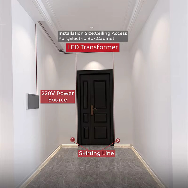 Khelse LED-Aluminiumprofil für die Einbau-Wandverkleidung als Sockellinie und Fußleiste in Weiß, H: 50 mm, B: 80 mm - Bild 5