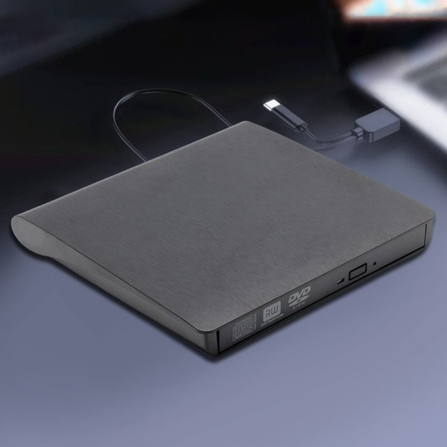 ALLOYSEED Externes DVD Laufwerksgehäuse Slim SATA zu USB 3.0 und USB-C, Schwarz - Bild 1