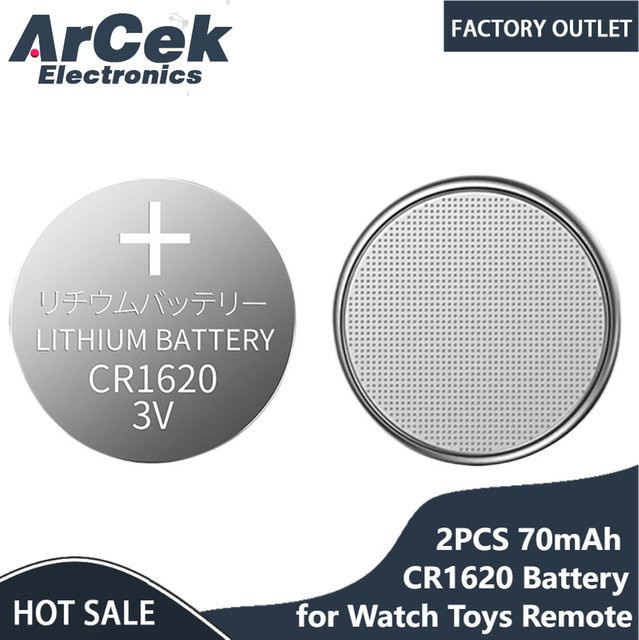 Carooles CR1620 Lithium-Knopfzellen 3V, 2er-Pack, Silber, 70mAh - Bild 1