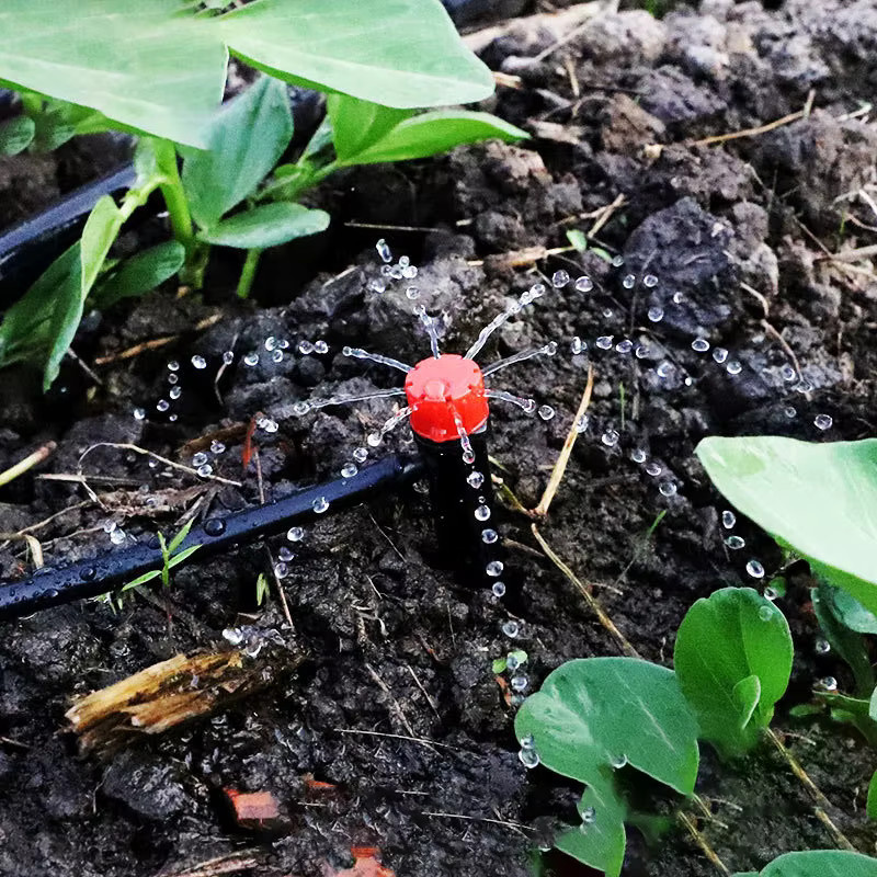 10 Stück einstellbare Garten Spike Sprinkler für Mikro-Bewässerungssysteme, schwarze Tropfbewässerung mit Flow-Control für 4/7mm und 1/4 Zoll Schläuche - Bild 3