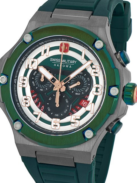 Swiss Military Hanowa Chronograph, Quarz, Edelstahl, Grün, 44 mm, Herren - Bild 1