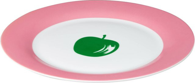 Benetton Essteller Fruits aus Porzellan in Pink, Weiß und Grün mit floralem Design, Durchmesser: 27 cm - Bild 1