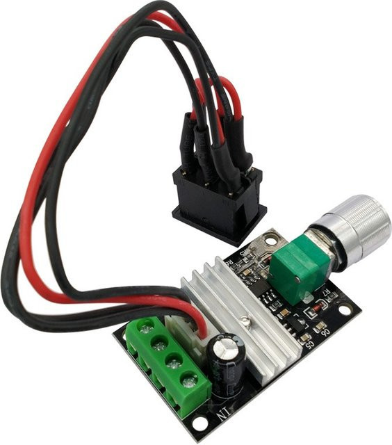 3A PWM DC Motor Drehzahlregler mit Vorwärts-Rückwärts-Schalter und Potentiometer für 6V 12V 24V 28V in Schwarz - Bild 1