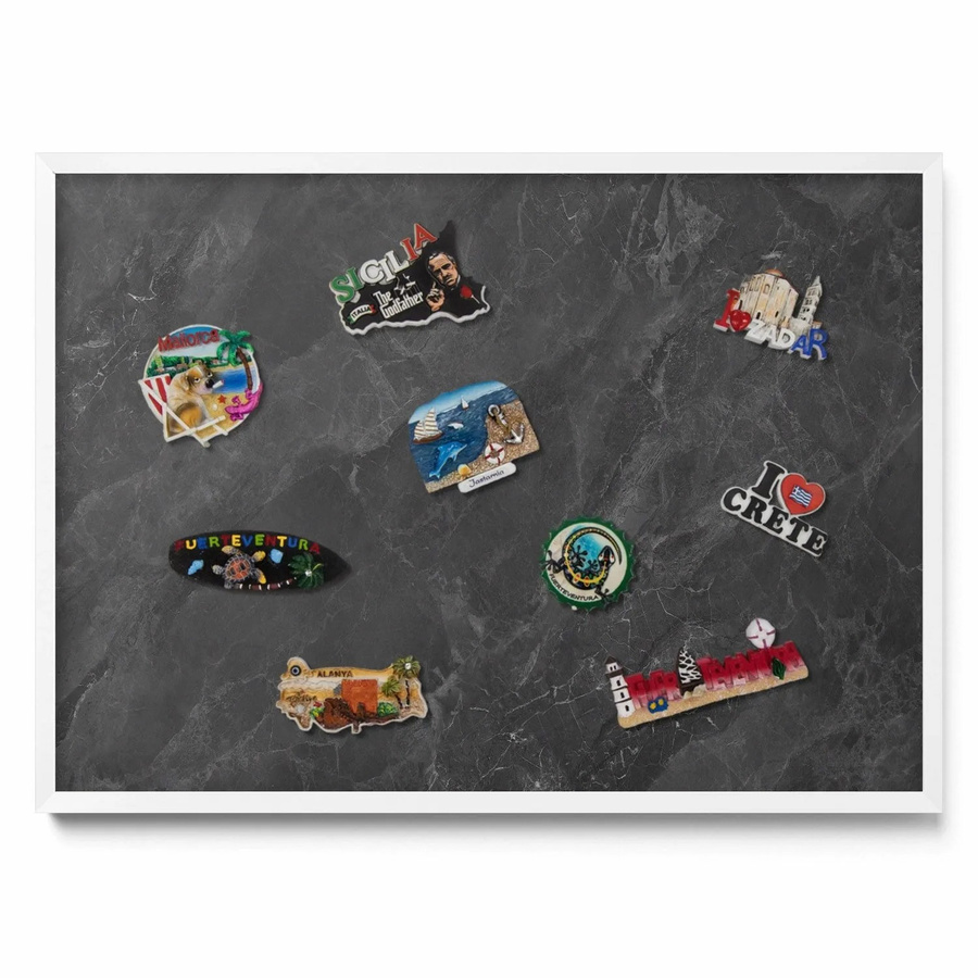 Tulup Magnettafel Dekorativ mit Dunkler Steinstruktur und Weißem Rahmen, B: 70 cm, H: 50 cm - Bild 2