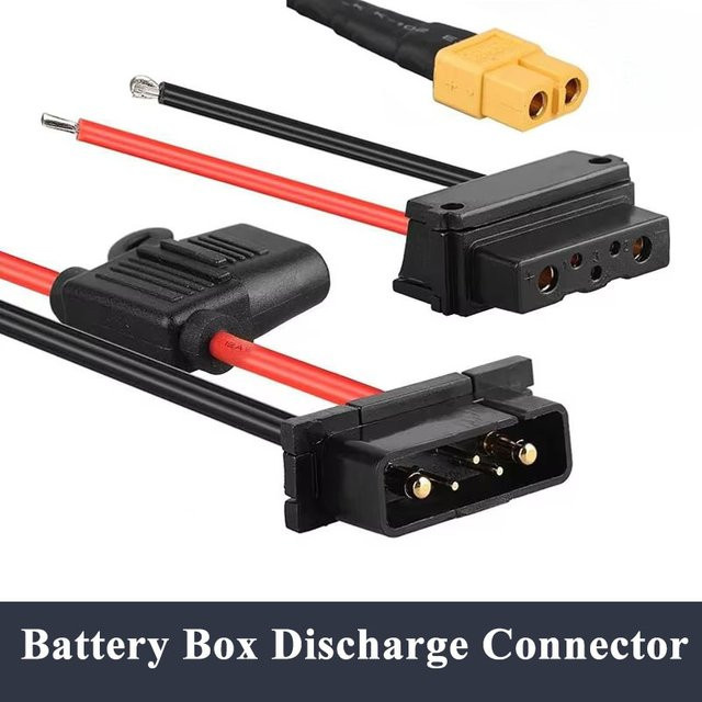 DIVEDEER XT60 auf 5Pin Batteriekasten Entladungsstecker Adapter für E-Bike Power Batterie Basis Ersatzteil in Schwarz mit 10AWG und 50A Sicherungshalter - Bild 1