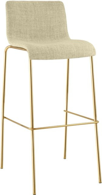 DELUKE Barhocker TENAR Barstuhl mit Lehne in Creme und Gold, Stoff und Metall, B/T/H: 43 x 48 x 100 cm - Bild 1