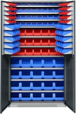 SSI Schäfer Magazinschrank Genius Serie PROFI mit Sichtlagerkästen, anthrazitgrau/weißaluminium, B: 105,5 cm, T: 52,0 cm, H: 195,0 cm - Bild 1