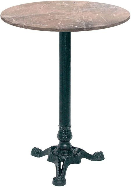 RestooTab Stehtisch Bistrot rund in Stein- und Holzoptik, braun/marmoriert mit schwarzem Gestell, H: 113 cm, B: 60 cm, T: 60 cm - Bild 1