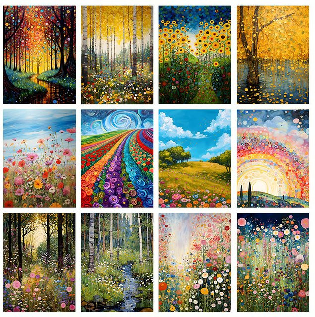 Modernes abstraktes Blumen-Leinwandgemälde von Potdemiel in Multicolour als botanische Wandkunst für dein Zuhause - Bild 1