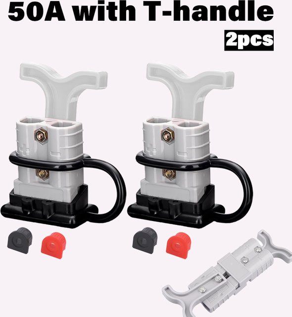 AGASHE Batterieadapter 50 A Set mit T-Puller und Haltestopfen für elektrische Gabelstapler, 2 Stück - Bild 1