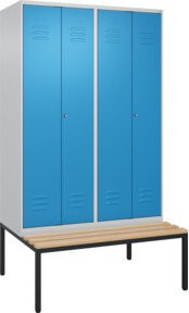 C+P Spind Classic PLUS Schwarz-Weiß-Spind mit 4 Abteilen und untergebauter Sitzbank aus Buche-Hartholz, B/T/H: 212,0 x 120,0 x 81,5 cm - Bild 1