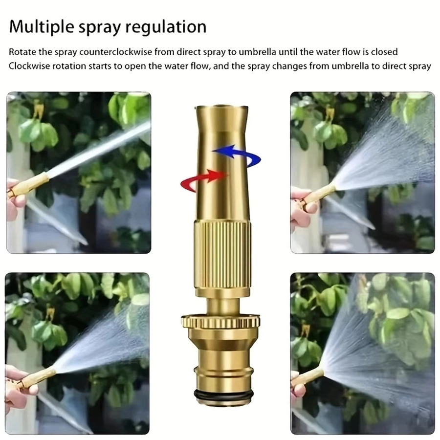 FLOWERS SPRAL Hochdruck-Gartenspritzpistole aus Messing in Gold mit Direktsprühfunktion und Schnellanschluss - Bild 2