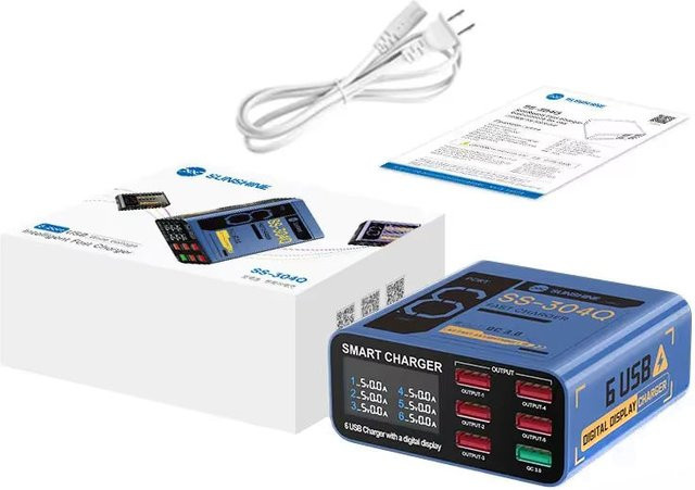 Sunshine Ladestation SS-304Q in Blau mit 6 USB-A Anschlüssen und 30W Leistung - Bild 1
