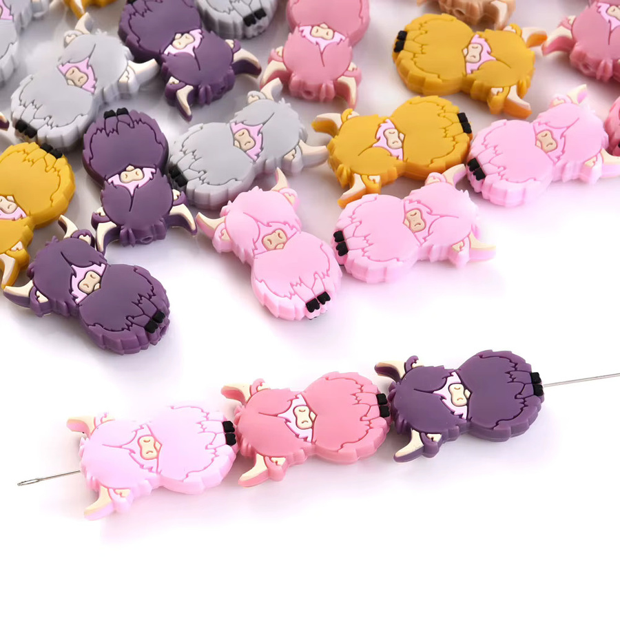 10 Stück gemusterte Spacer-Perlen aus lebensmittelechtem Silikon in Multicolour, B/H/T: 20 x 31 mm, BPA-frei für Schnullerclips und Babyspielzeug - Bild 2
