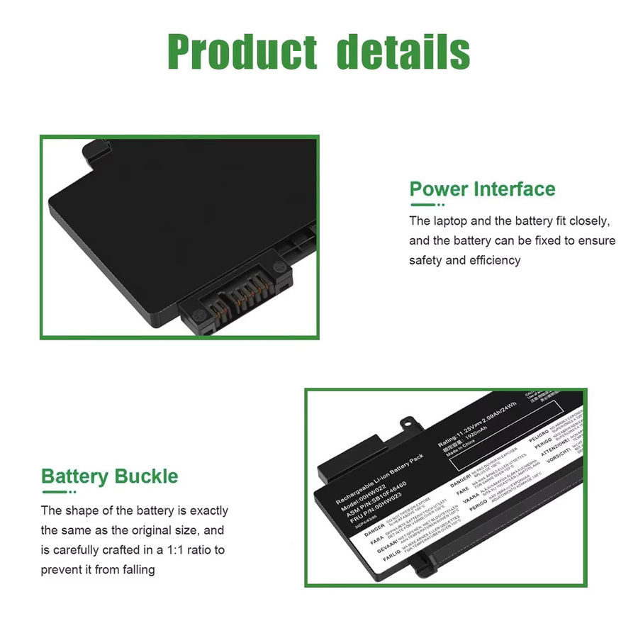 Lenovo Laptop-Akku für Thinkpad T460s T470s in Schwarz (00HW022 01AV405 01AV406 01AV407 01AV408 00HW023 00HW036 SB10F46462) - Bild 3