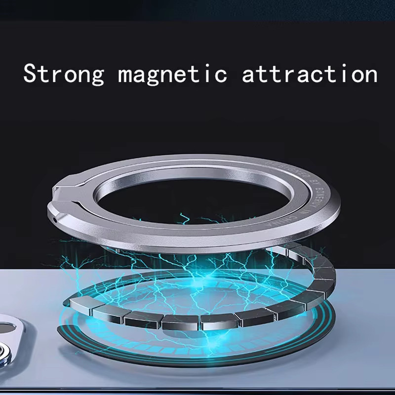 WSSHE Magnetischer Handy-Ringhalter in Schwarz, abnehmbare Handyhalterung und Ständer kompatibel mit MagSafe, iPhone, Samsung und Xiaomi - Bild 3