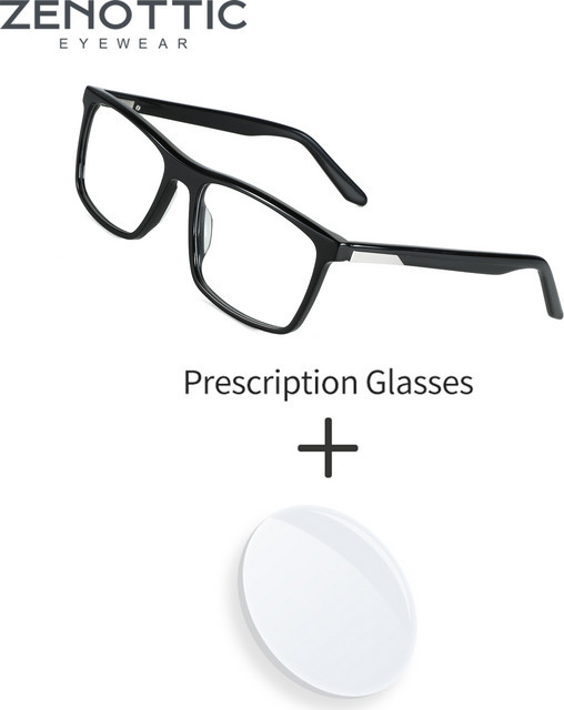 ZENOTTIC Korrektionsbrille Rechteckig, Acetat, Vollrand, Herren, Schwarz - Bild 1