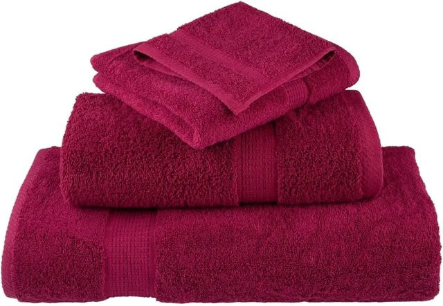 vidaXL SOLUND Premium-Handtücher Set, 4 Stück, Bordeaux Rot, Baumwolle, 600 g/m², B: 100 cm, L: 200 cm - Bild 1