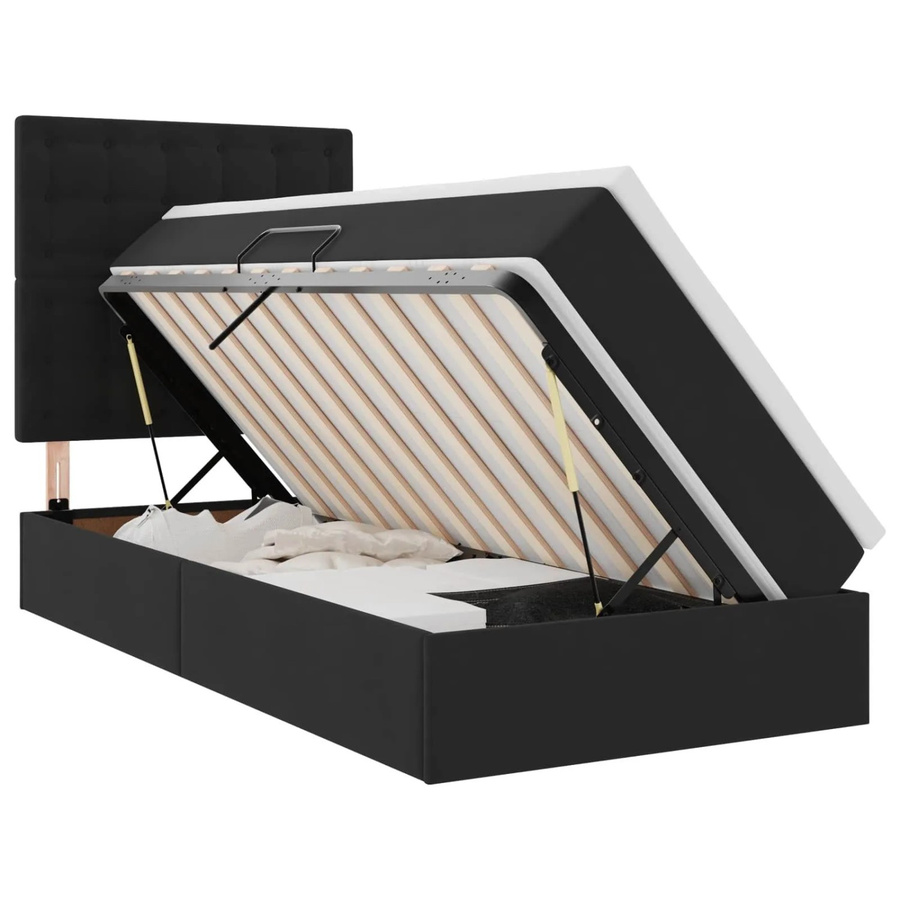 vidaXL Bett mit Stauraum und LED in Schwarz aus Samt, B/T/H: 100 x 200 x 128 cm - Bild 2
