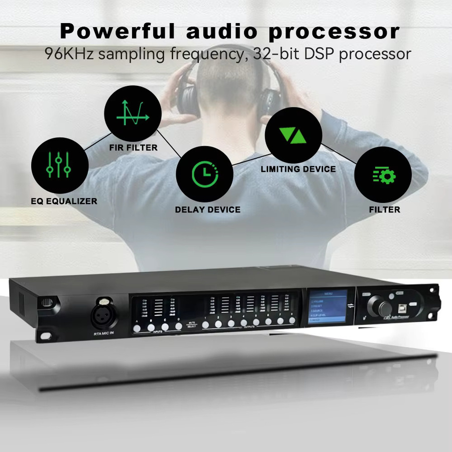 Paulkitson SD448 4-In 8-Out 32-Bit DSP Audio-Prozessor mit 96kHz Sampling, FIR/EQ und RTA, Schwarz - Bild 2