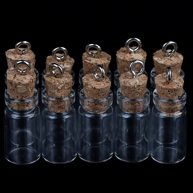 10 Stück Mini-Glasflaschen mit Korken in Transparent, kleine Glasfläschchen aus Glas zum Basteln für Parfüm und Öle - Bild 2