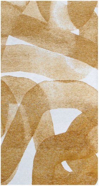 Lola&Moi Teppich Mustard Gelb mit modernem dynamischem Muster, Breite: 80 cm, Länge: 150 cm - Bild 1