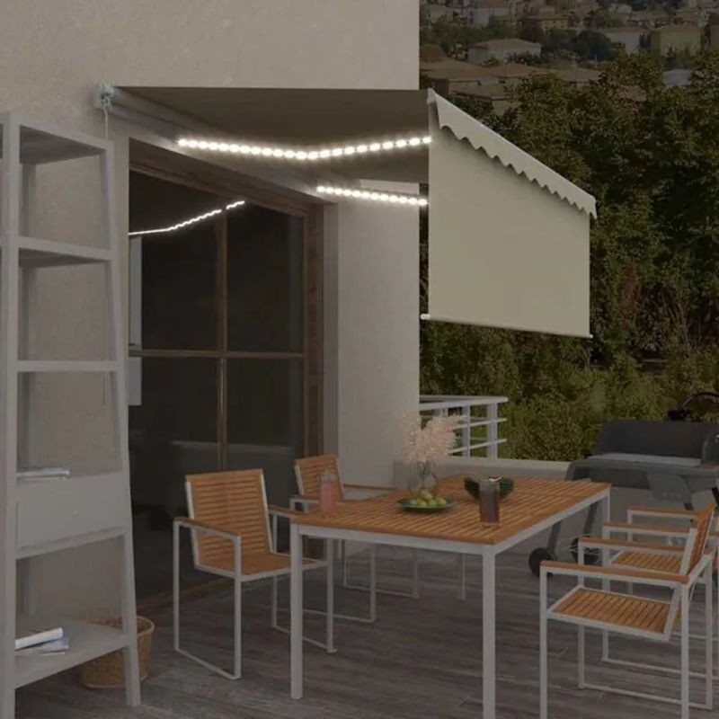 Vidaxl Markise manuell einziehbar mit Rollo und LED in Creme, B x H: 3 x 2,5 m - Bild 1