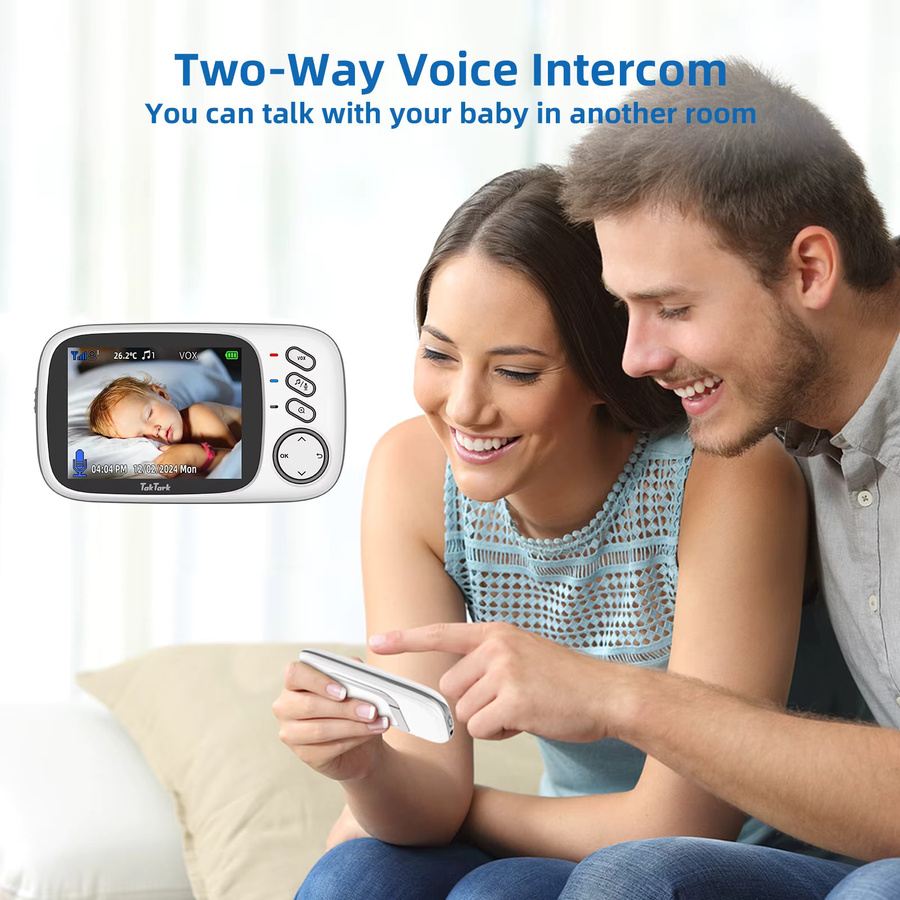 TakTark Wireless Video Babyphone mit 3,2 Zoll Display, Nachtsicht, Zwei-Wege-Gegensprechanlage und Temperaturüberwachung in Weiß - Bild 2