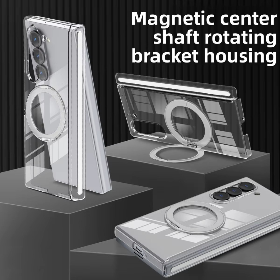Transparente Schutzhülle mit Scharnier und drehbarer Halterung für Samsung Galaxy Z Fold 7, 6 und 5 mit magnetischer Anziehung - Bild 1