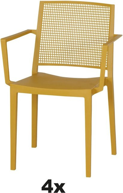 Siena Garden Stapelsessel-Set Square 4-teilig in Mustard Yellow aus Polypropylen und Glasfaser - Bild 1