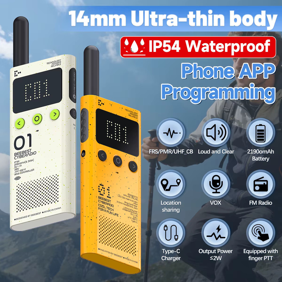BEEBEST A101OS Lito Walkie-Talkie in Gelb mit 5 km Reichweite und IP54 Schutz für Outdoor-Sicherheit sowie Finger-PTT für XIAOMI 2S - Bild 2