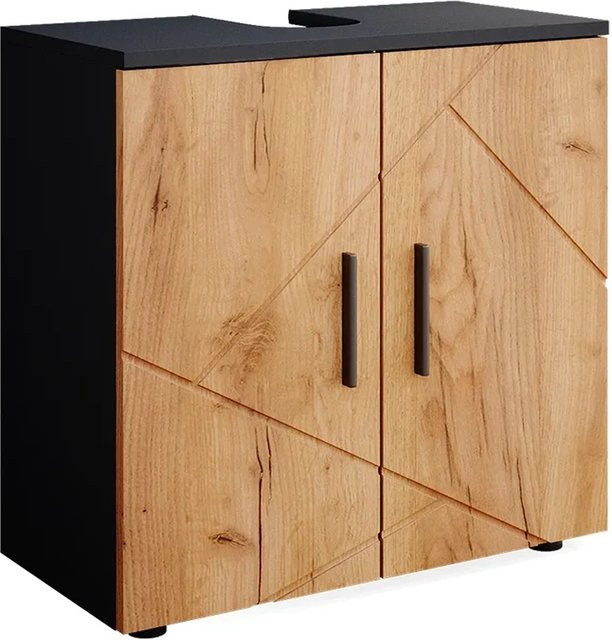 Vicco Waschbeckenunterschrank Irma in Anthrazit und Eiche mit 2 Türen, B/T/H: 60 x 59 x 30 cm - Bild 2