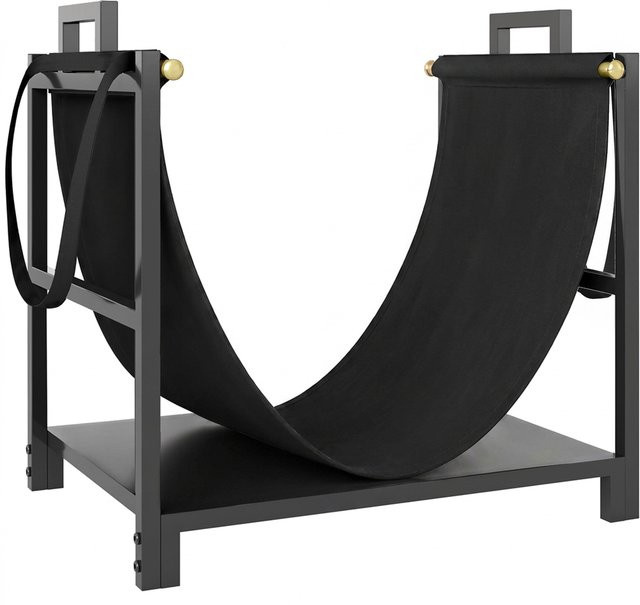 Outsunny Kaminholzregal Schwarz mit Canvas-Tragetasche, erhöhtes Brennholzregal für Indoor und Outdoor, B/T/H: 47,5 x 33 x 44 cm - Bild 1