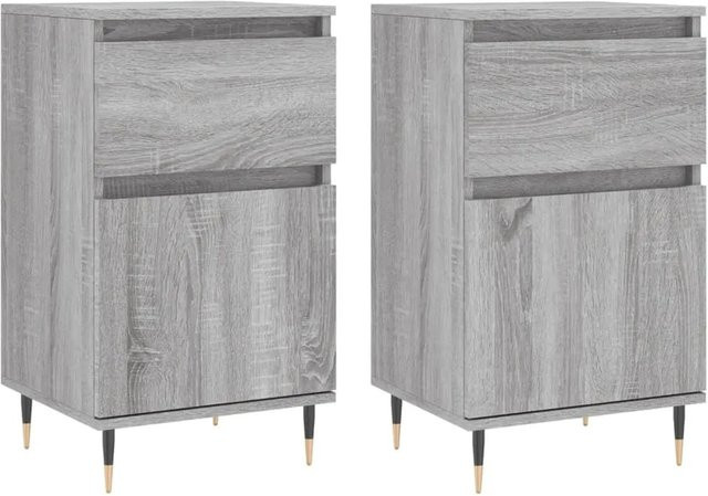 vidaXL Sideboard Set 2 Stück Grau Sonoma, Holzwerkstoff und Eisen, B/T/H: 40 x 35 x 70 cm - Bild 1